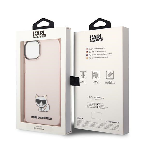 Karl Lagerfeld Transparent Choupette Body Case for iPhone 14 Plus / 15 Plus 6.7" - Pink