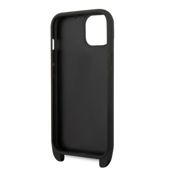 Karl Lagerfeld Monogram Plaque Logo Strap Case for iPhone 14 / 15 / 13 6.1" - Black