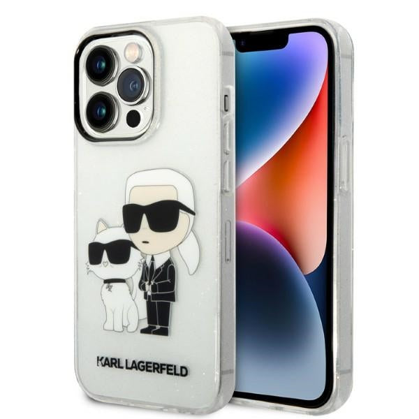 Karl Lagerfeld Glitter Karl&amp;Choupette Case for iPhone 14 Pro Max 6.7" - Transparent