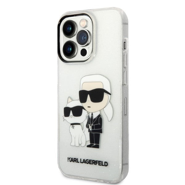 Karl Lagerfeld Glitter Karl&amp;Choupette Case for iPhone 14 Pro Max 6.7" - Transparent