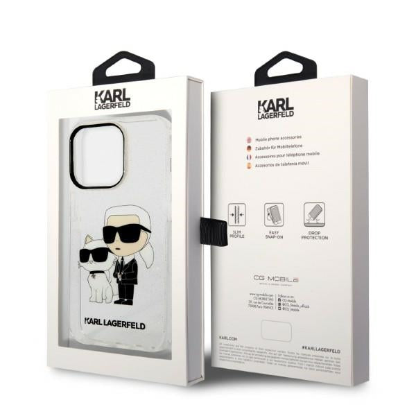 Karl Lagerfeld Glitter Karl&amp;Choupette Case for iPhone 14 Pro Max 6.7" - Transparent