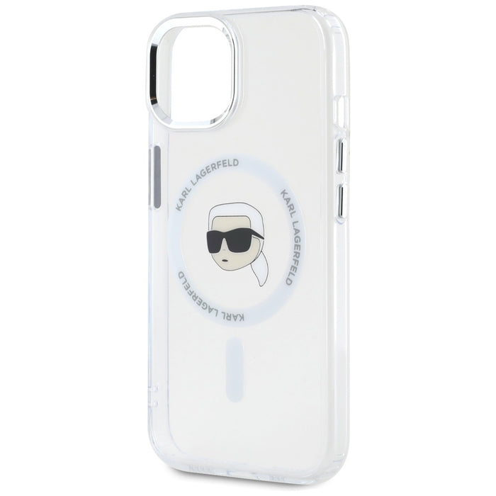 Karl Lagerfeld IML Metal Karl Head MagSafe Case for iPhone 15 White