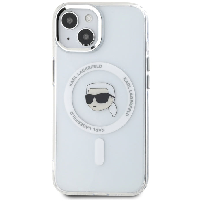 Karl Lagerfeld IML Metal Karl Head MagSafe Case for iPhone 15 White