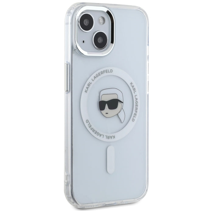 Karl Lagerfeld IML Metal Karl Head MagSafe Case for iPhone 15 White
