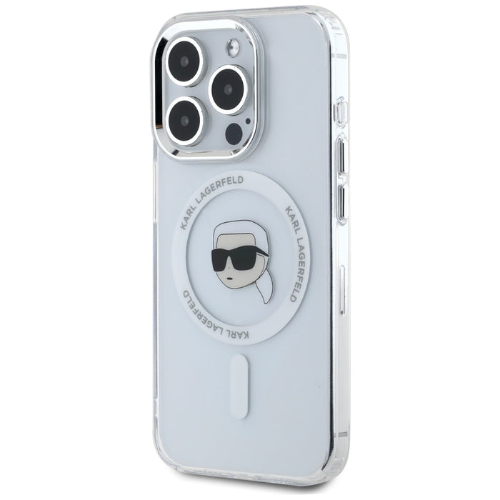 Karl Lagerfeld IML Metal Karl Head MagSafe Case for iPhone 15 Pro Max White