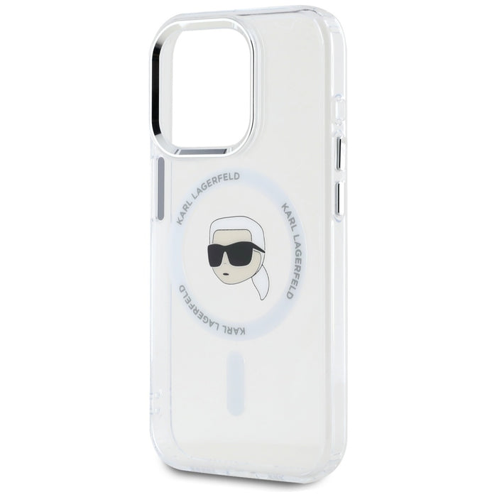 Karl Lagerfeld IML Metal Karl Head MagSafe Case for iPhone 15 Pro Max White