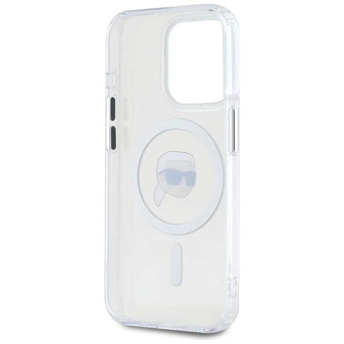 Karl Lagerfeld IML Metal Karl Head MagSafe Case for iPhone 15 Pro Max White