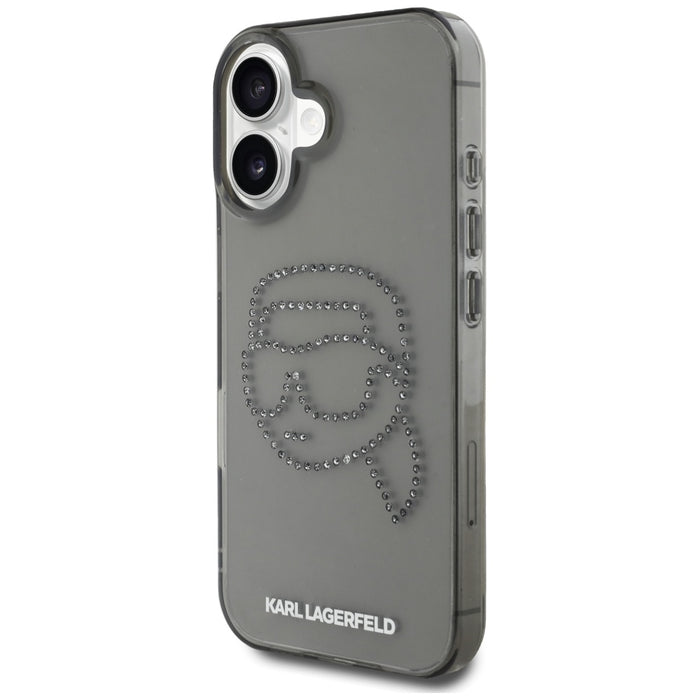 Karl Lagerfeld IML Rhinestones Karl Head Case for iPhone 16 Black
