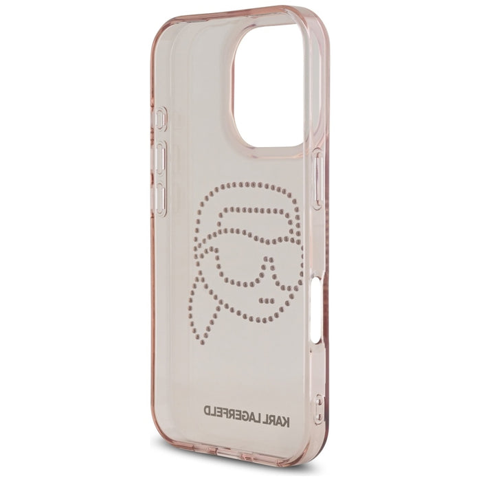 Karl Lagerfeld IML Rhinestones Karl Head Case for iPhone 16 Pro Pink