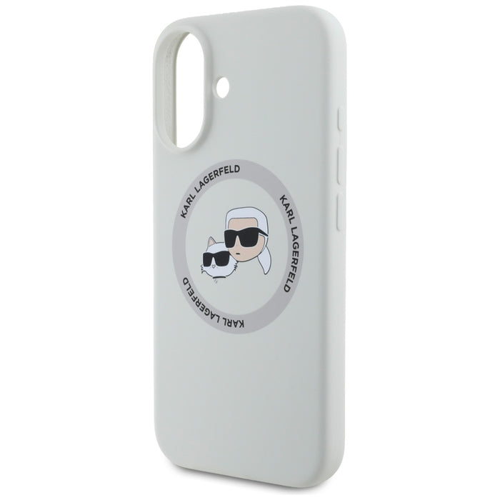 Karl Lagerfeld Silicone Double Heads And Circle MagSafe case for iPhone 16 beige