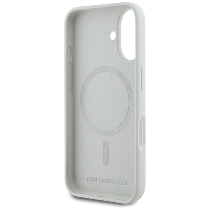 Karl Lagerfeld Silicone Double Heads And Circle MagSafe case for iPhone 16 beige