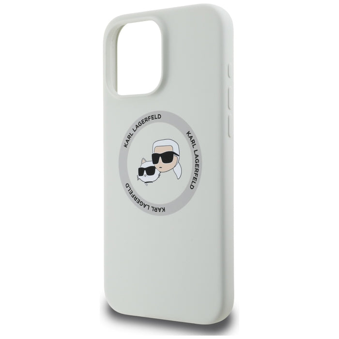 Karl Lagerfeld Silicone Double Heads And Circle MagSafe Case for iPhone 16 Pro Beige