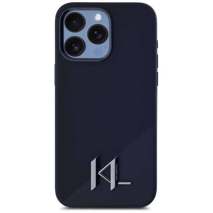 Karl Lagerfeld Silicone Shadow Metal Initial MagSafe Case for iPhone 15 Pro Black