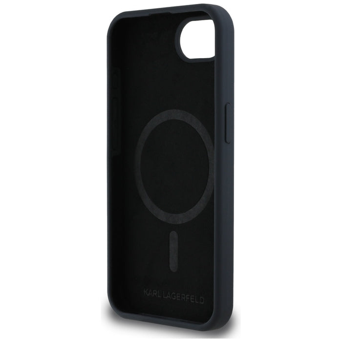 Karl Lagerfeld Liquid Silicone Karl & Choupette Heads Case with MagSafe for iPhone 16e - Black