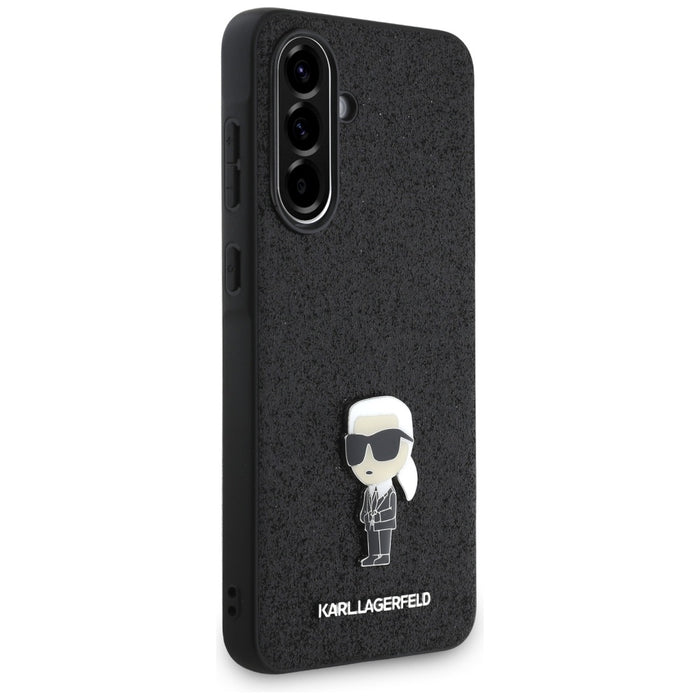 Karl Lagerfeld Fixed Glitter Ikonik Logo Metal Pin Case for Samsung Galaxy A36 - Black