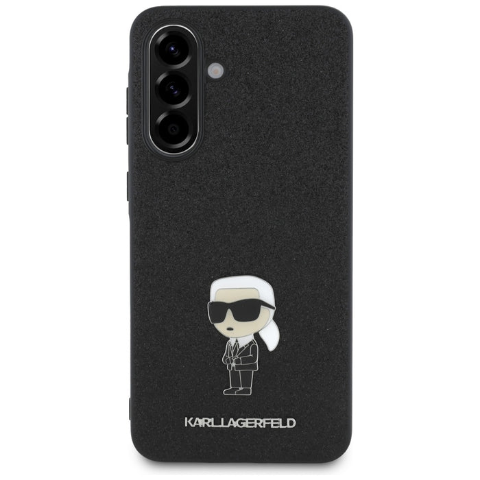 Karl Lagerfeld Fixed Glitter Ikonik Logo Metal Pin Case for Samsung Galaxy A36 - Black