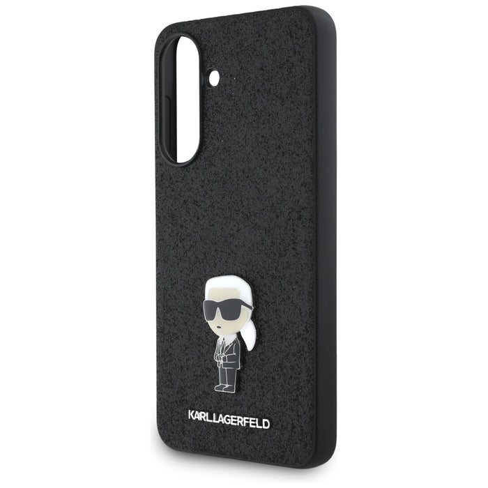 Karl Lagerfeld Fixed Glitter Ikonik Logo Metal Pin Case for Samsung Galaxy A56 - Black