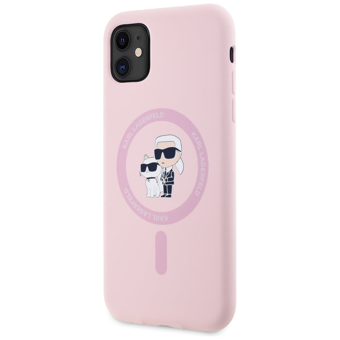 Karl Lagerfeld Silicone Karl&amp;Choupette MagSafe iPhone 11 Case - Pink