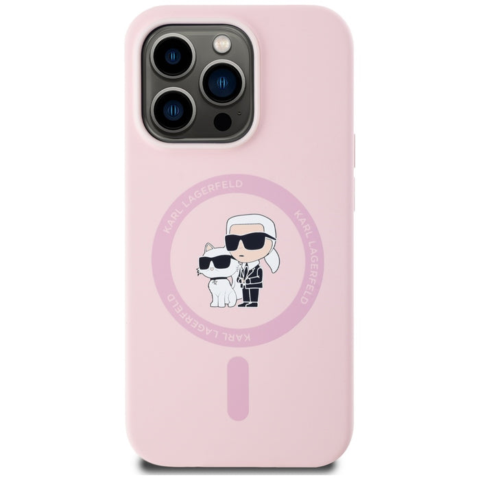 Karl Lagerfeld Silicone Karl&amp;Choupette MagSafe Case for iPhone 14 Pro Max - Pink