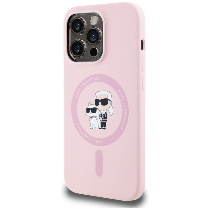 Karl Lagerfeld Silicone Karl&amp;Choupette MagSafe Case for iPhone 14 Pro Max - Pink
