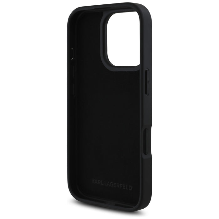 Karl Lagerfeld HC Grained PU Cardslot Metal Elong iPhone 16 Pro Case - Black