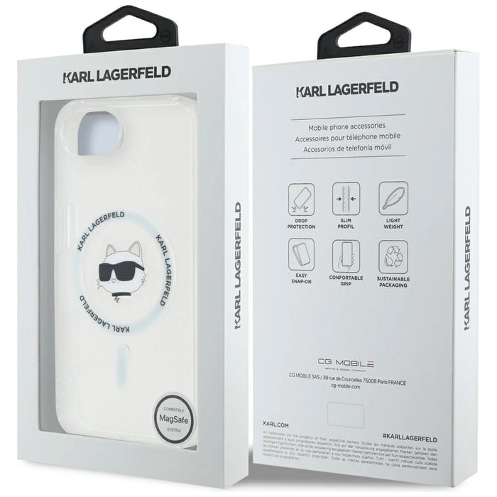 Karl Lagerfeld IML Metal Choupette Head MagSafe iPhone 16e Case - White