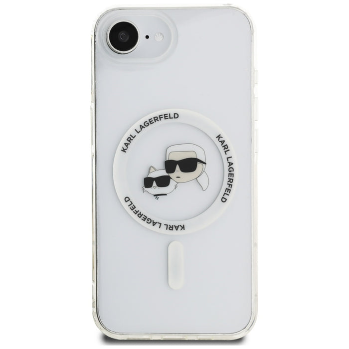 Karl Lagerfeld IML Metal Karl & Choupette Heads MagSafe iPhone 16e Case - White