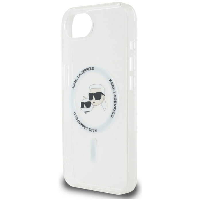 Karl Lagerfeld IML Metal Karl & Choupette Heads MagSafe iPhone 16e Case - White
