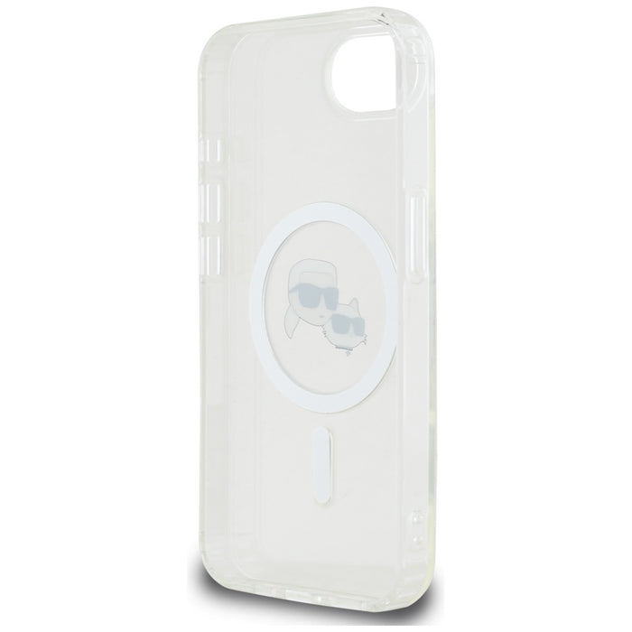 Karl Lagerfeld IML Metal Karl & Choupette Heads MagSafe iPhone 16e Case - White