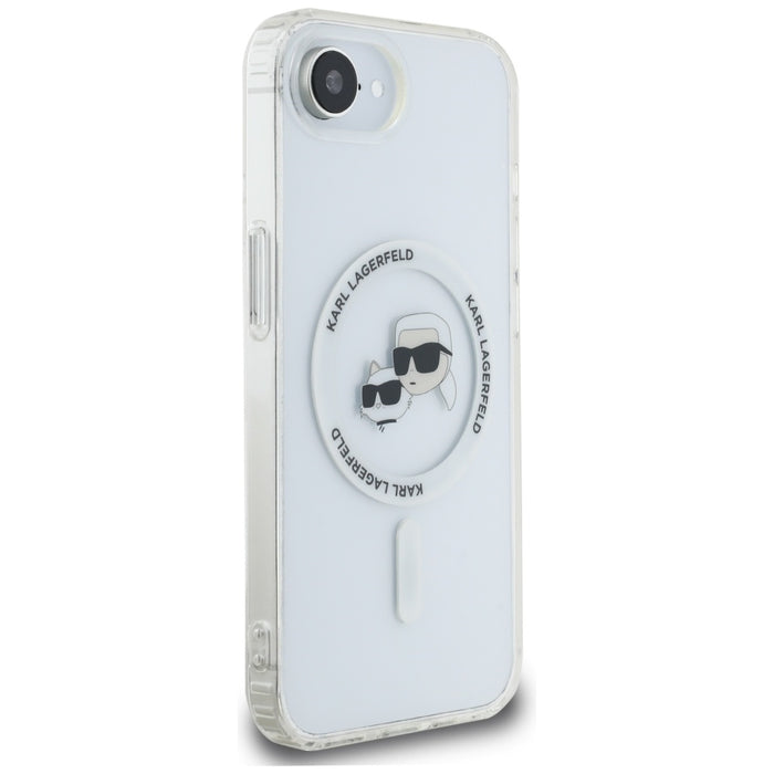 Karl Lagerfeld IML Metal Karl & Choupette Heads MagSafe iPhone 16e Case - White