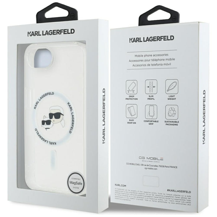 Karl Lagerfeld IML Metal Karl & Choupette Heads MagSafe iPhone 16e Case - White