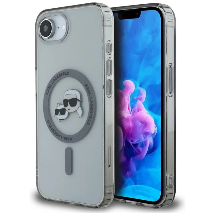 Karl Lagerfeld IML Metal Karl &amp; Choupette Heads MagSafe iPhone 16e Case - Black