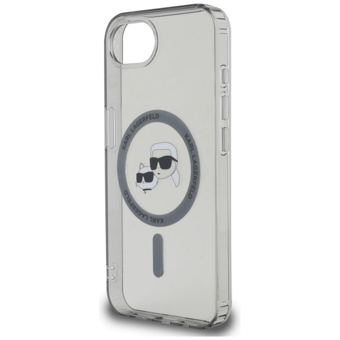 Karl Lagerfeld IML Metal Karl &amp; Choupette Heads MagSafe iPhone 16e Case - Black