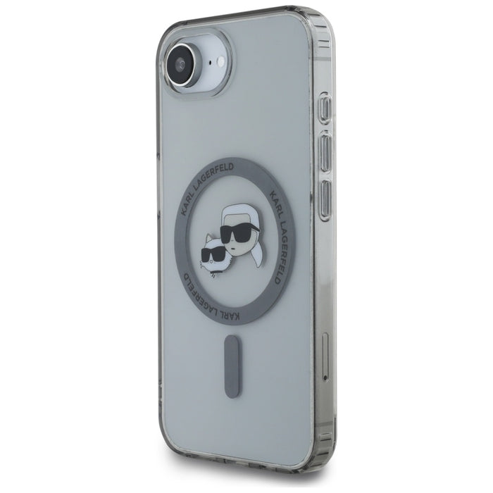 Karl Lagerfeld IML Metal Karl &amp; Choupette Heads MagSafe iPhone 16e Case - Black
