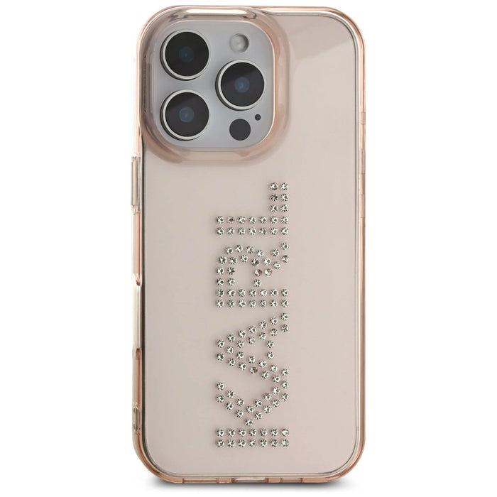Karl Lagerfeld IML Rhinestones Logo iPhone 16 Pro Max Case - Pink