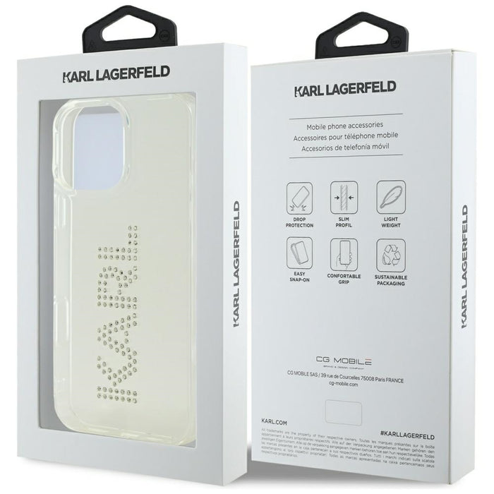 Karl Lagerfeld IML Rhinestones Logo iPhone 16 Pro Case - Clear
