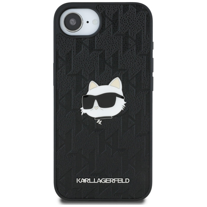 Karl Lagerfeld Monogram Choupette Head Pin iPhone 16e Case - Black