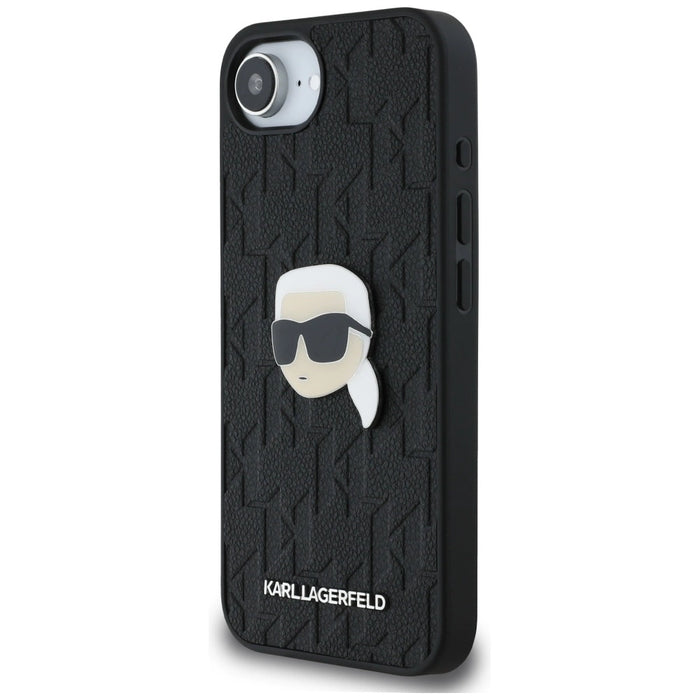 Karl Lagerfeld Monogram Karl Head Pin iPhone 16e Case - Black