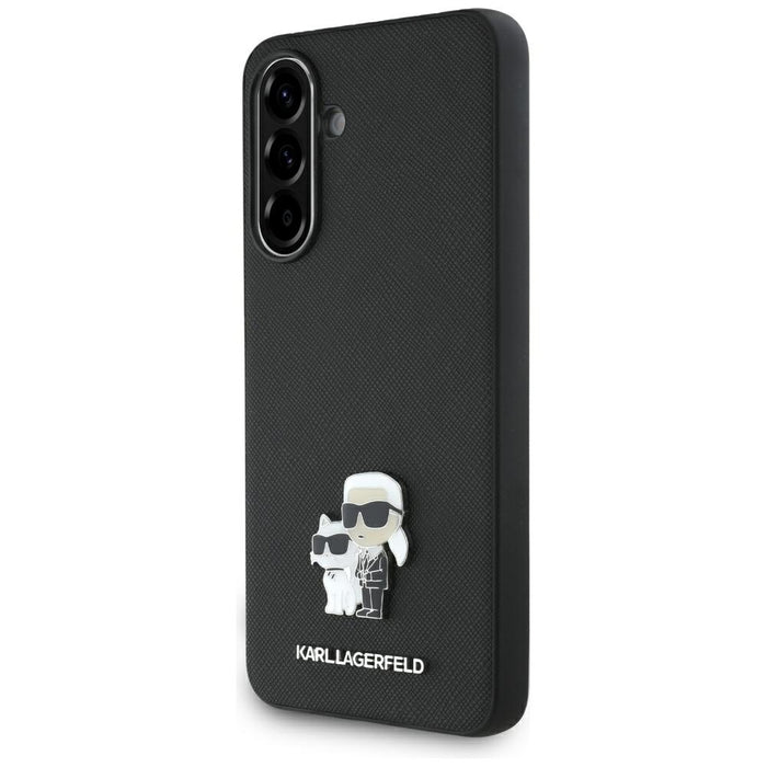 Karl Lagerfeld Saffiano Case w/ K&amp;C Metal Logo for Samsung Galaxy A36 - Black