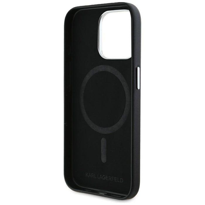 Karl Lagerfeld FW Metal Plate MagSafe iPhone 15 Pro Case - Black