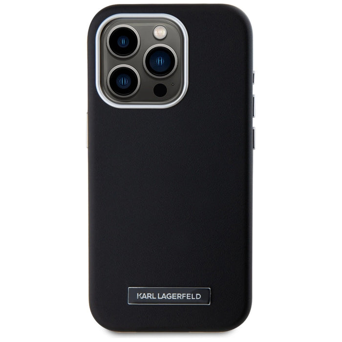 Karl Lagerfeld FW Metal Plate MagSafe iPhone 15 Pro Max Case - Black
