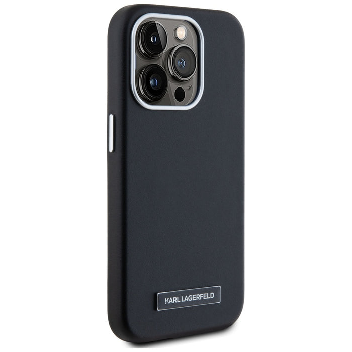 Karl Lagerfeld FW Metal Plate MagSafe iPhone 15 Pro Max Case - Black