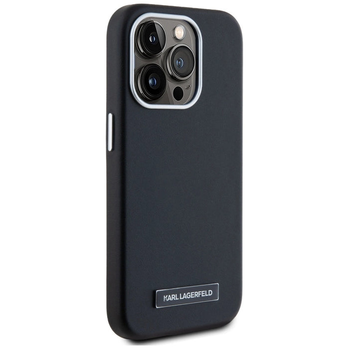 Karl Lagerfeld FW Metal Plate MagSafe iPhone 15 Pro Max Case - Black