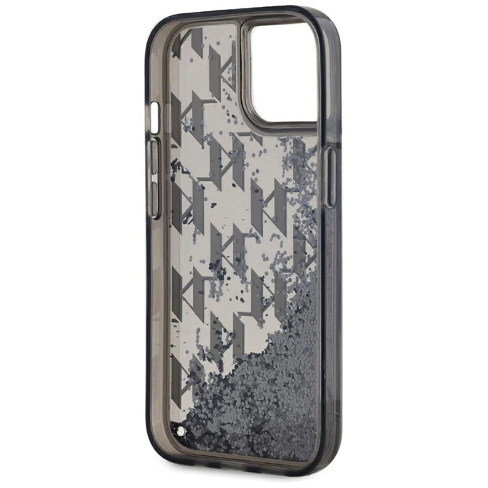 Karl Lagerfeld Liquide Glitter Monogram Gradient iPhone 15 Case - Black