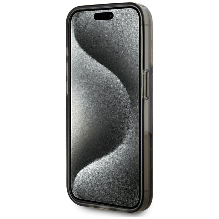 Karl Lagerfeld Liquide Glitter Monogram Gradient iPhone 15 Pro Case - Black