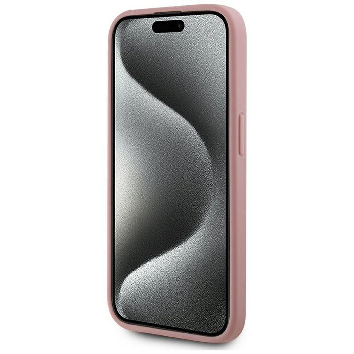 Karl Lagerfeld Wrinkled Metal Signature iPhone 15 Pro Case - Pink