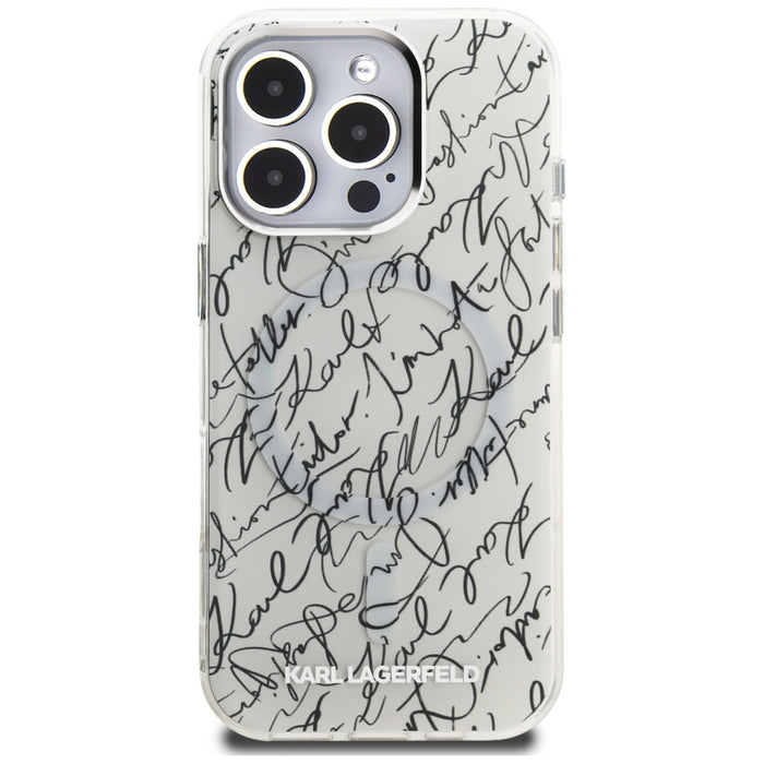 Karl Lagerfeld IML Karl Script Pattern MagSafe Case for iPhone 16 Pro - White