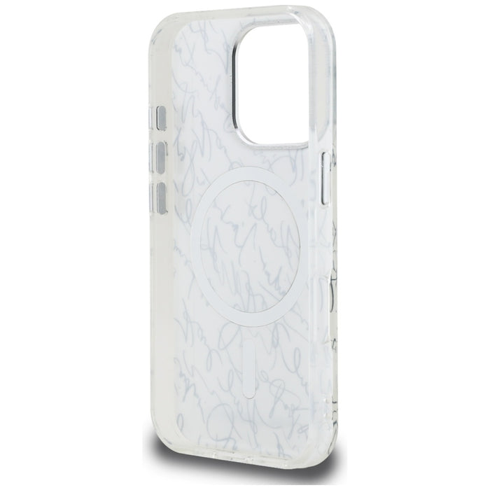 Karl Lagerfeld IML Karl Script Pattern MagSafe Case for iPhone 16 Pro - White