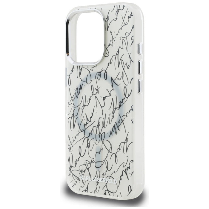 Karl Lagerfeld IML Karl Script Pattern MagSafe Case for iPhone 16 Pro Max - White