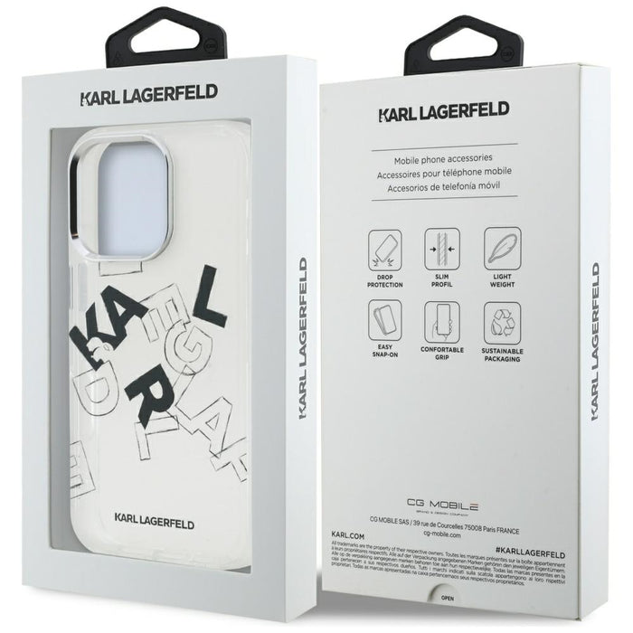 Karl Lagerfeld IML Sketched Graphic Case for iPhone 16 Pro - Clear